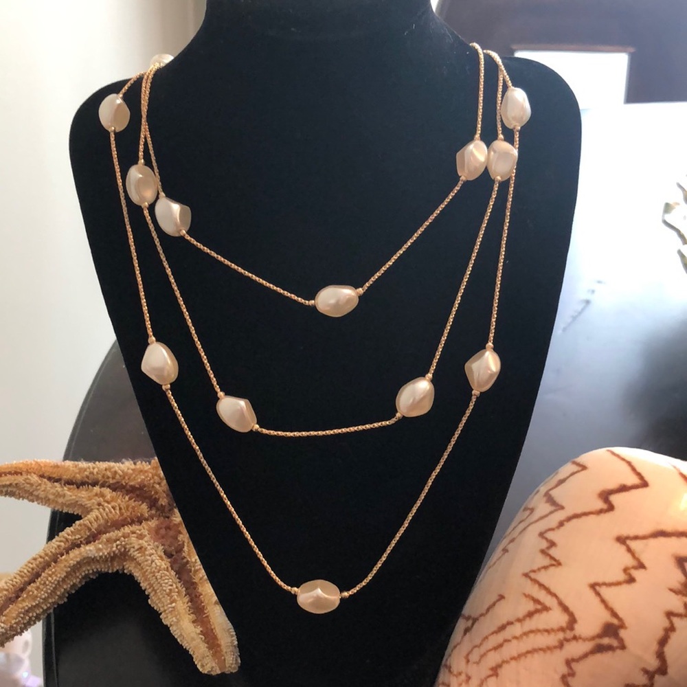 Gold-toned 3-tiered Station Necklace